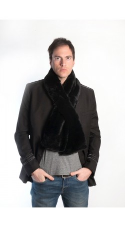 Black rex fur scarf - unisex